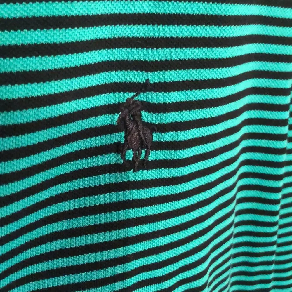 Ralph Lauren xl black teal 💯 cotton golf stripe